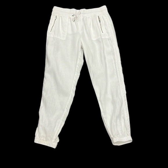 Athleta women’s retreat white linen joggers pantss size 12T - Picture 2 of 12